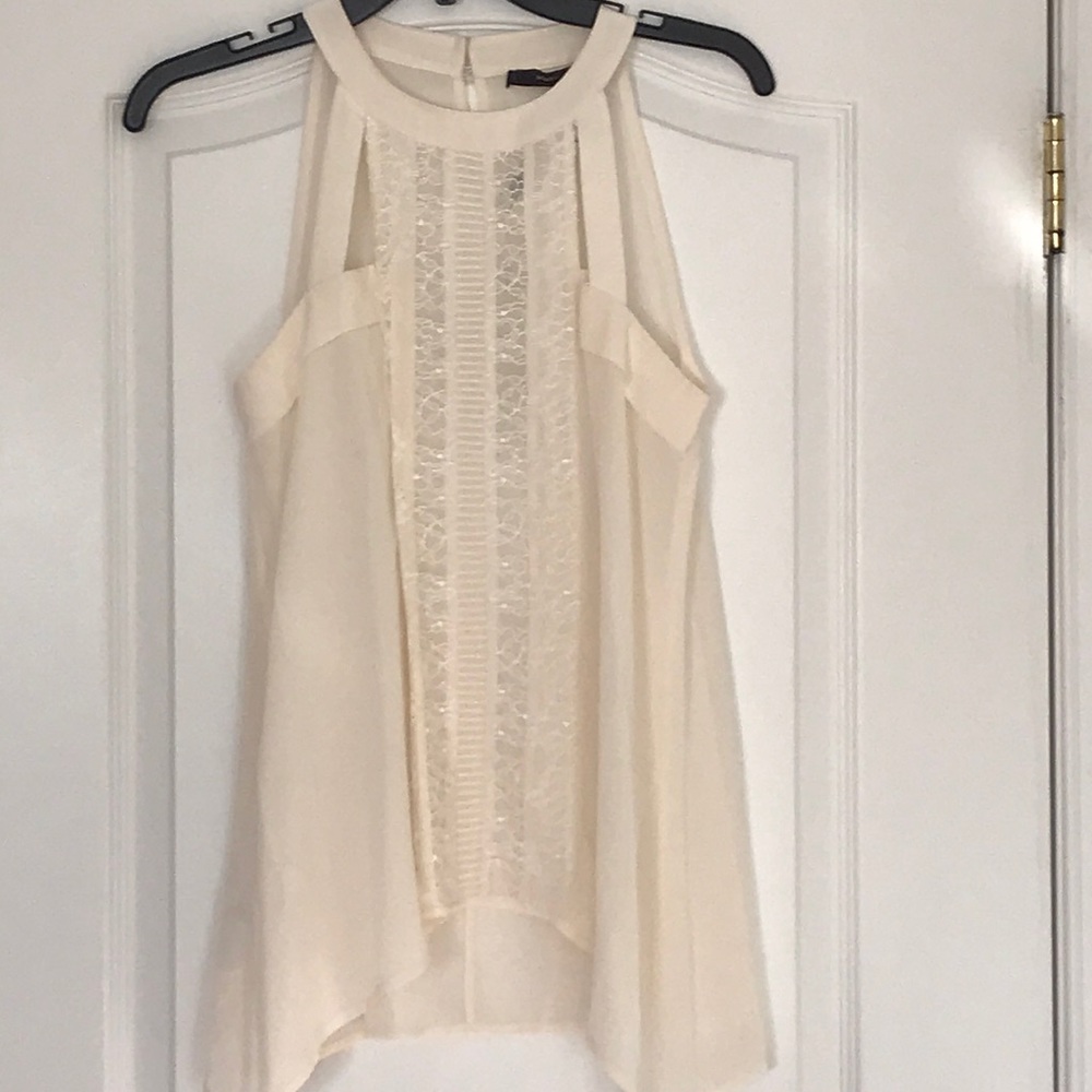 BCBG cream lace, silk tank top